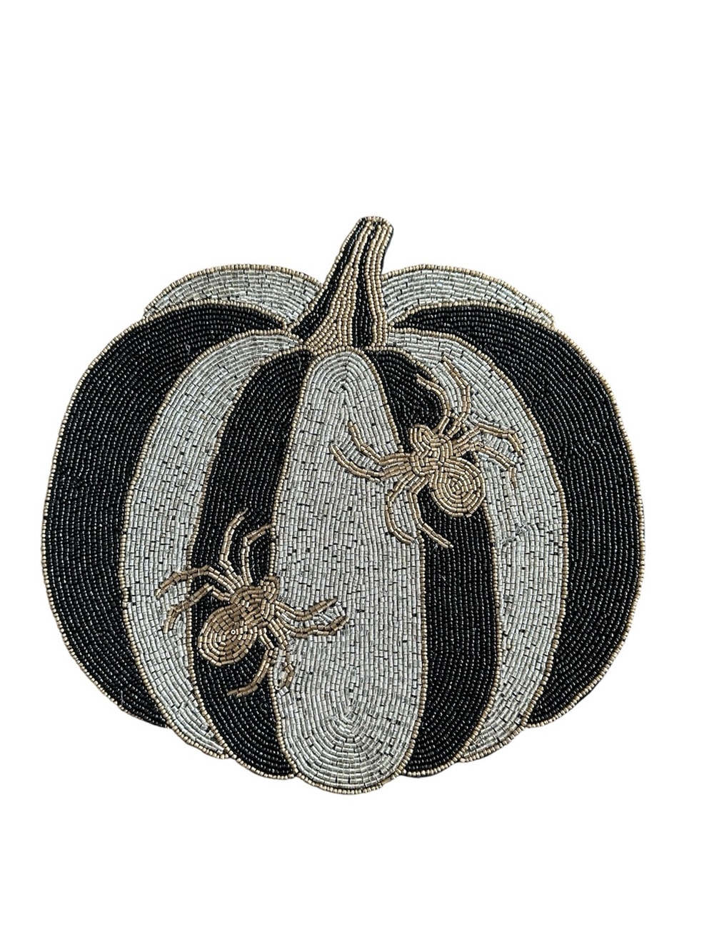 Set of 4 Christian Siriano Halloween Pumpkin Spider Beaded Placemats Chargers
